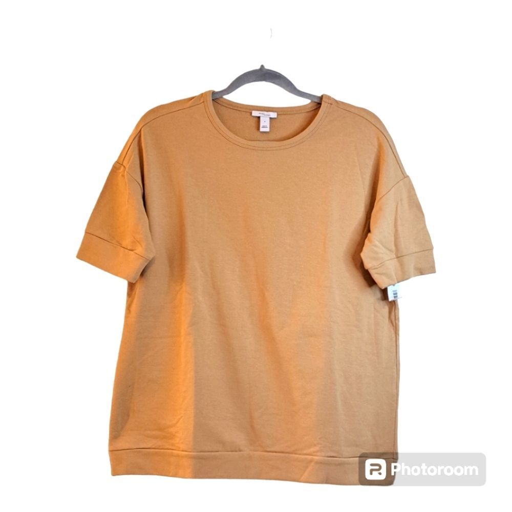 Daily Ritual Women's Earthy Tan Color Jersey Boat Neck Causal Top Large NWT